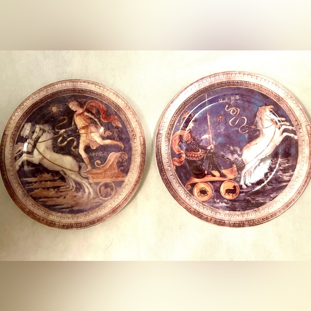 2 Henriette Porcelain 7.5” plates. Apollo and Mars.